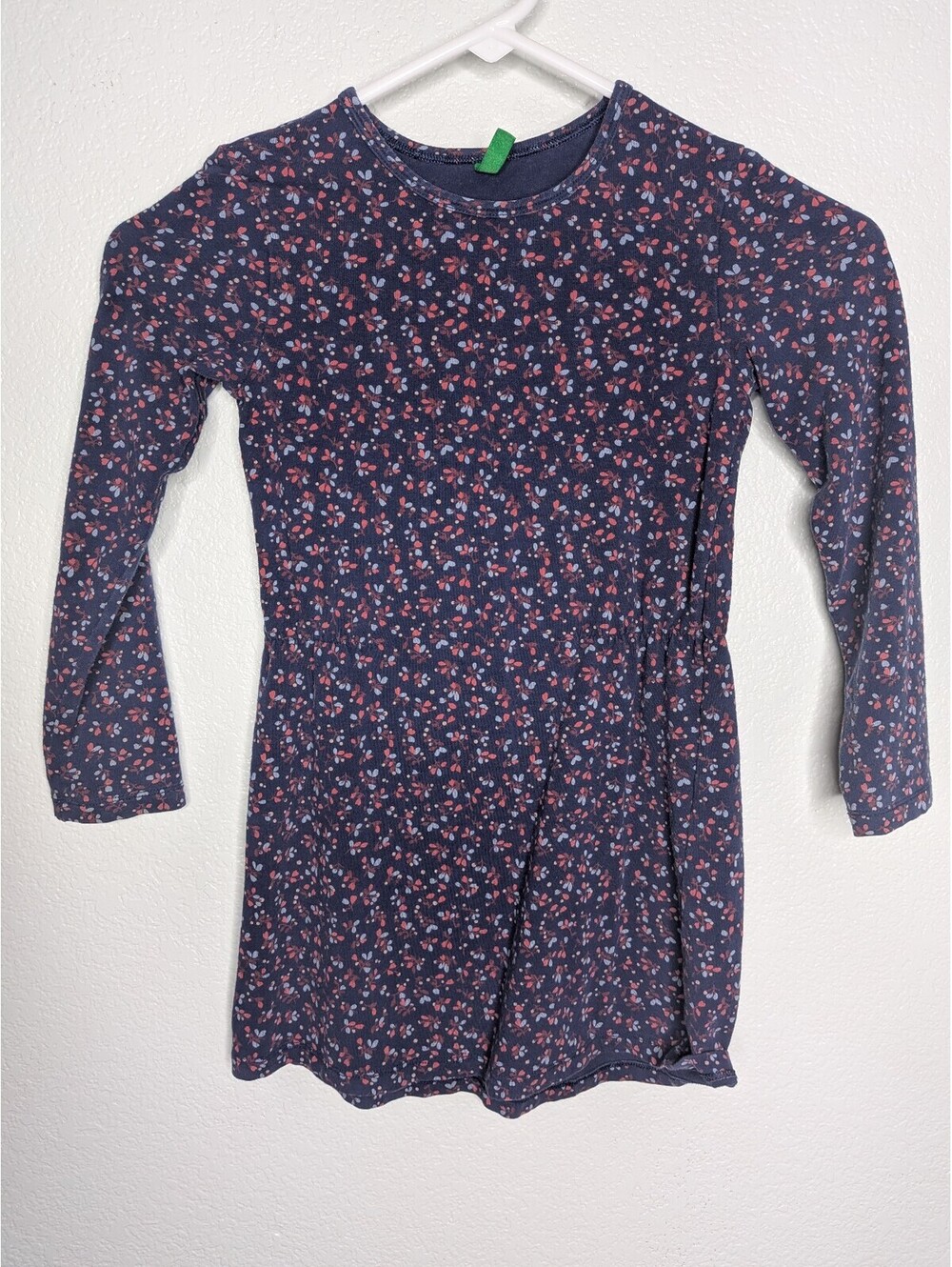 United Colors of Benetton Girls Navy Floral Long Sleeve Dress Size 6-7Y